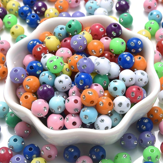 10-100pcs Mixed Acrylic Shiny Crystal Large Hole Beads