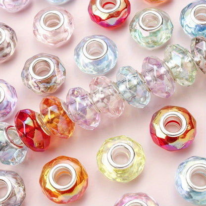 European Large Hole Acrylic Faceted Beads