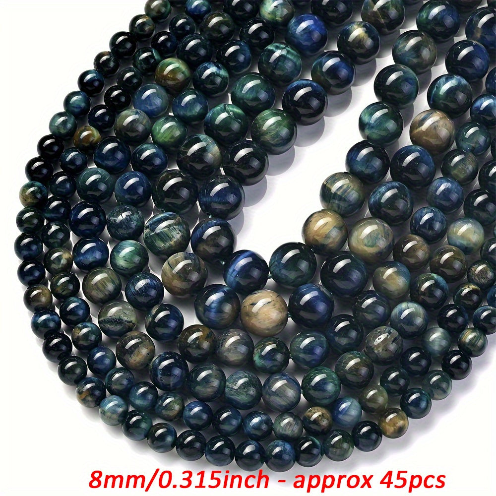 Natural Stone Blue and Green Gradient Tiger Eye Round Beads
