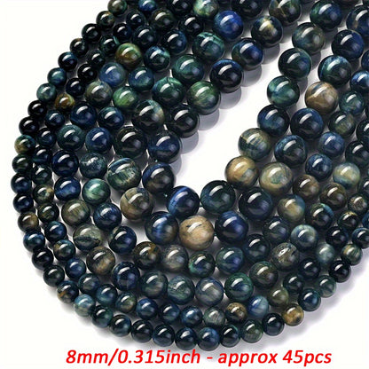 Natural Stone Blue and Green Gradient Tiger Eye Round Beads