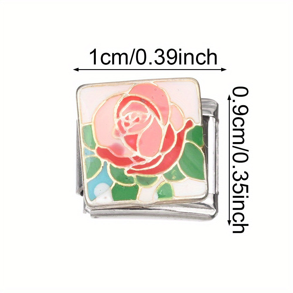 1pc 9x10mm Stainless Steel Landscape Painting Module Bead