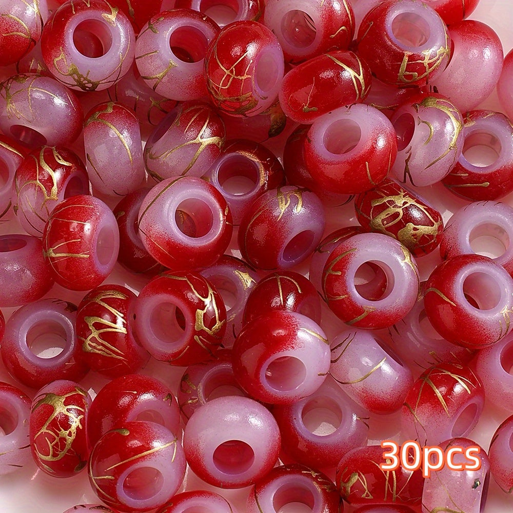 30pcs 9x14mm Golden Wire Acrylic Large Hole Beads