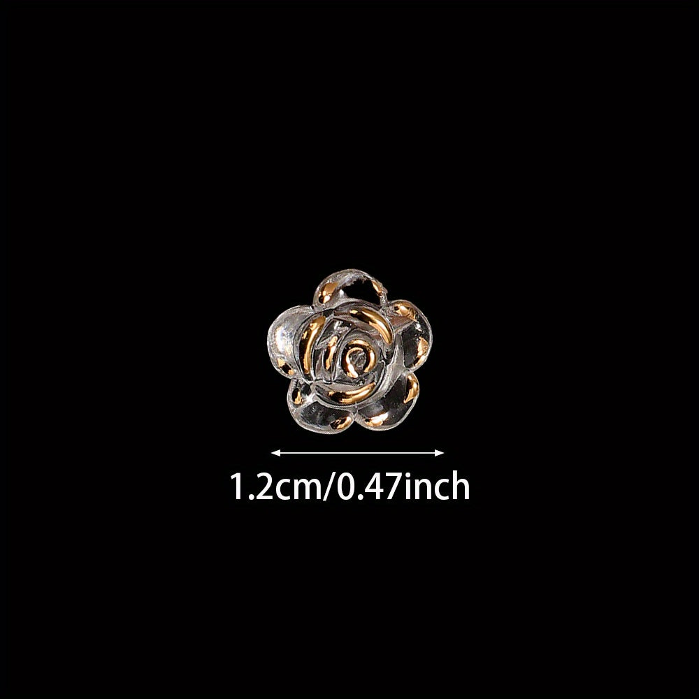 100pcs 12mm Transparent Rose Flower Acrylic Beads
