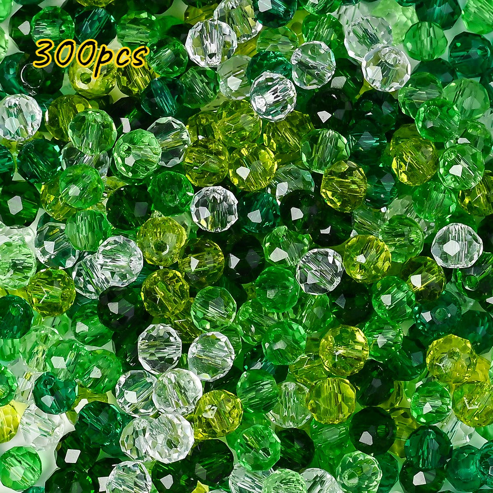 Green Faceted Glass Rhinestone Beads