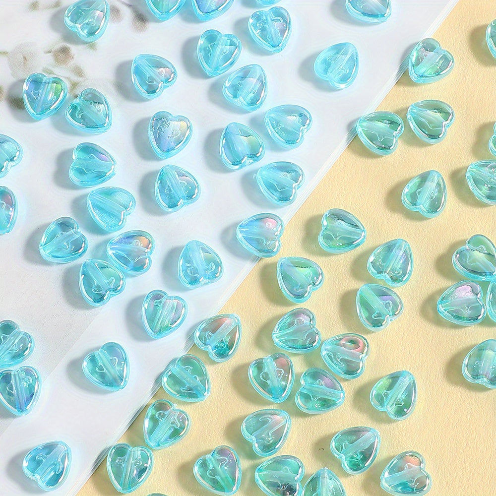 100pcs Colorful Heart Acrylic Beads