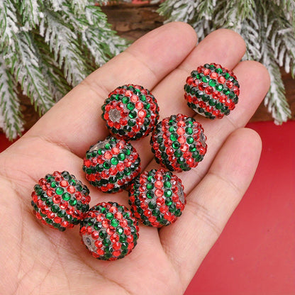 20mm Christmas Rhinestone Resin Ball Beads
