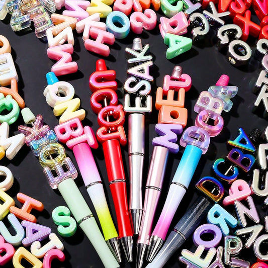 Shiny UV Random A–Z Big Hole Letter Spacer Beads, 10pcs