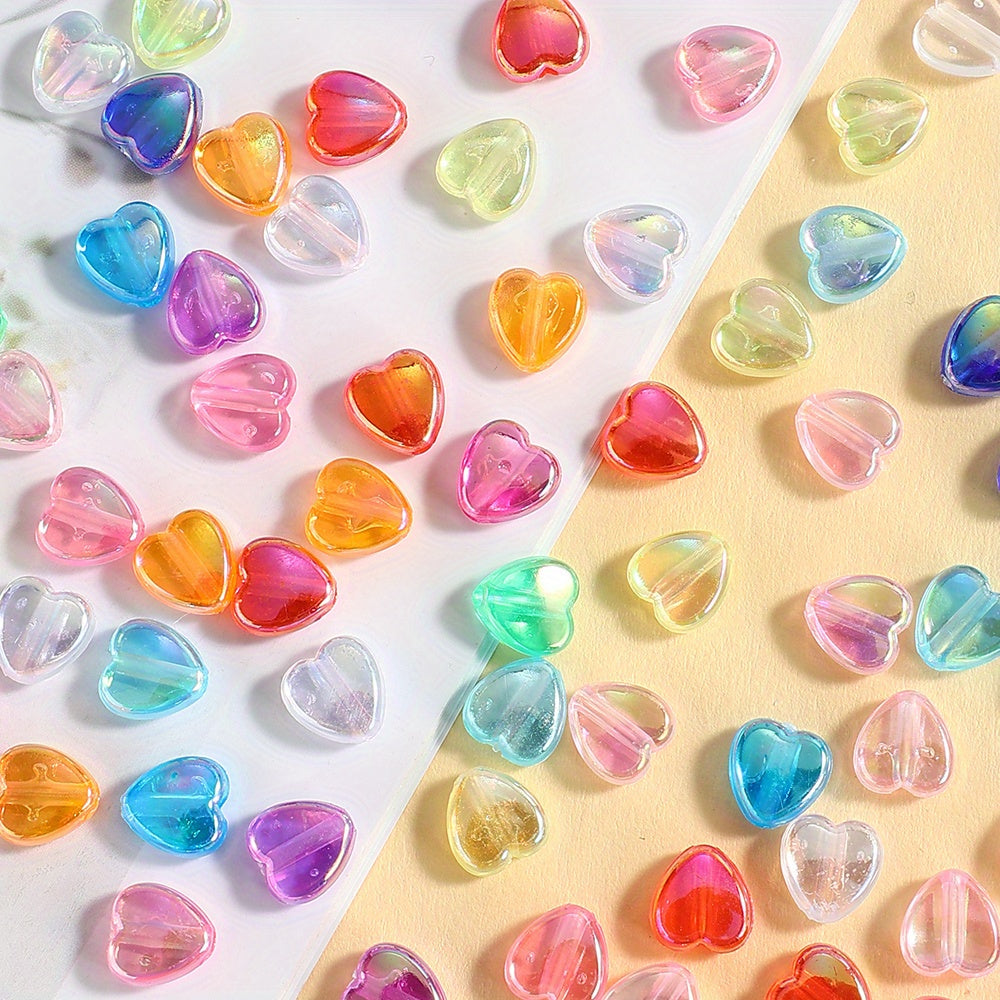 100pcs Colorful Heart Acrylic Beads