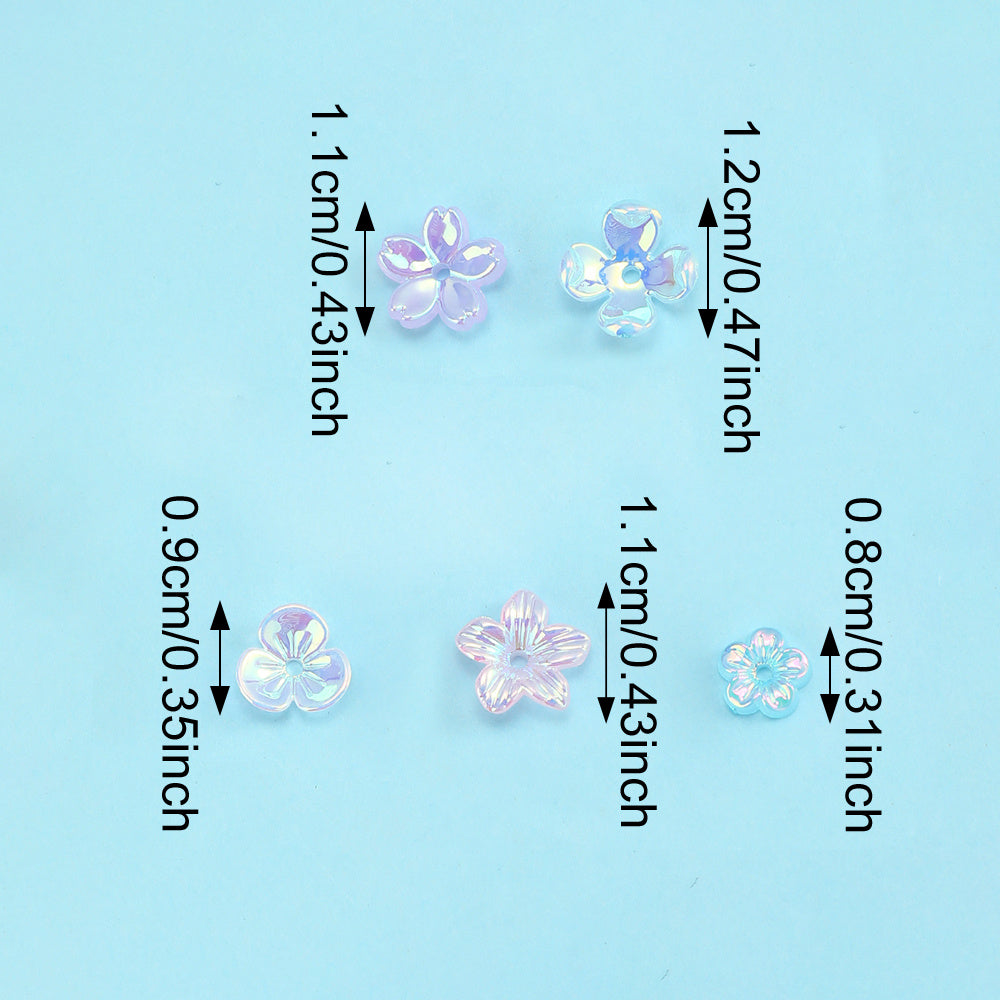Mixed Color Acrylic Flower Spacer Beads