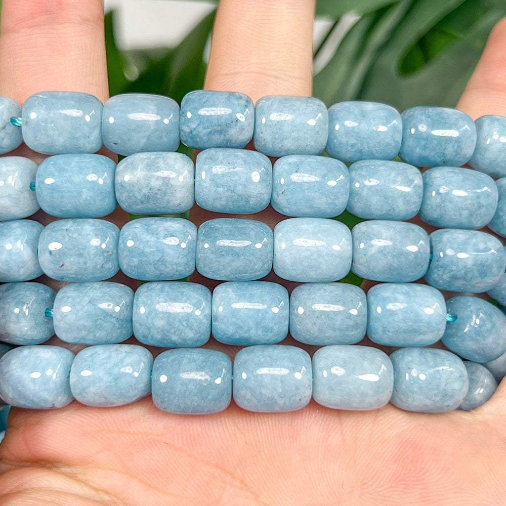 8 × 12mm Aquamarine Natural Stone Spacer Beads
