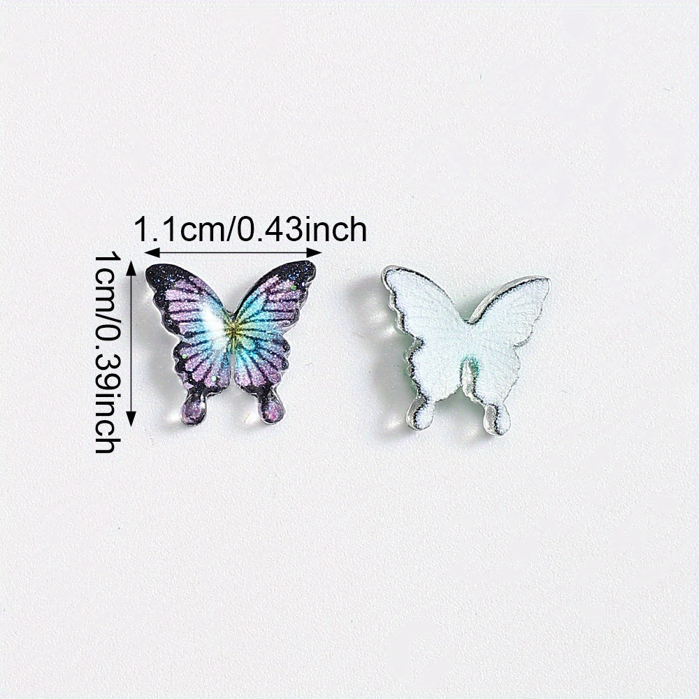 30/50pcs 10x11mm Resin Mini Butterfly Flatback Beads