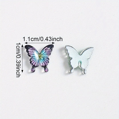 30/50pcs 10x11mm Resin Mini Butterfly Flatback Beads