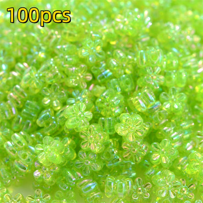 100pcs 4x7mm AB Color Flower Acrylic Beads