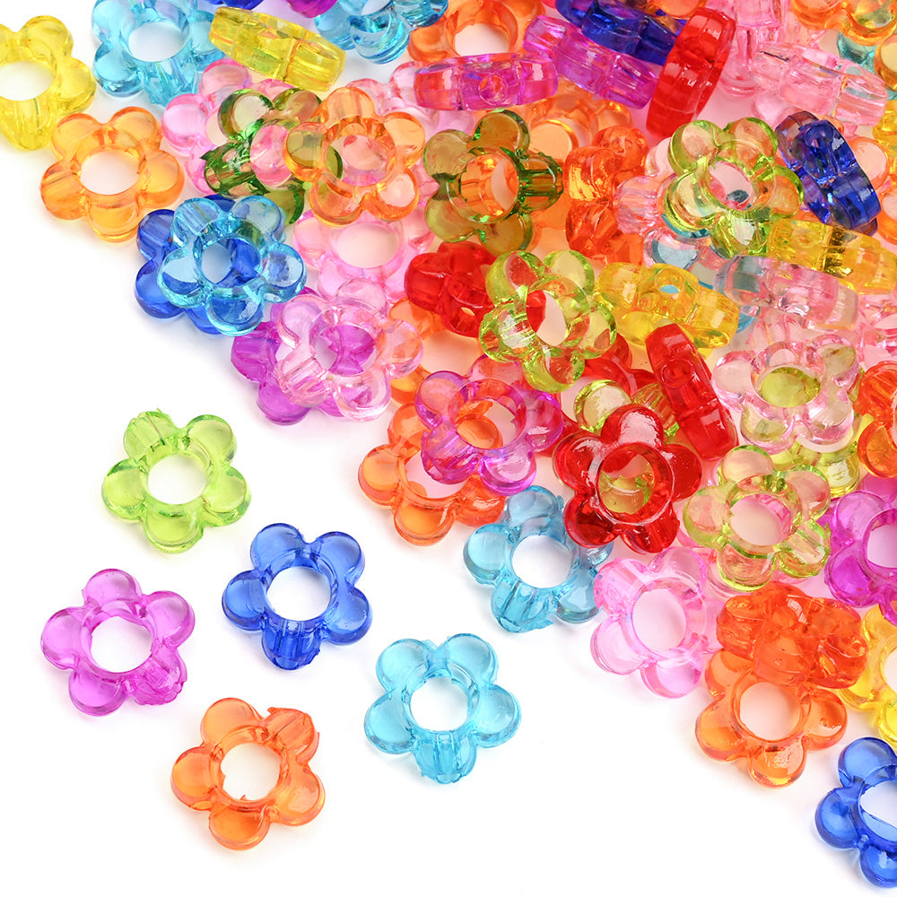100pcs 13mm Translucent Flower Acrylic Beads