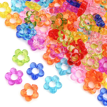 100pcs 13mm Translucent Flower Acrylic Beads