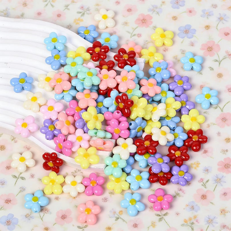 20pcs 21mm Egg-Shaped Flower Acrylic Beads