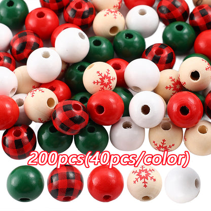 Christmas Wooden Pattern Spacer Beads