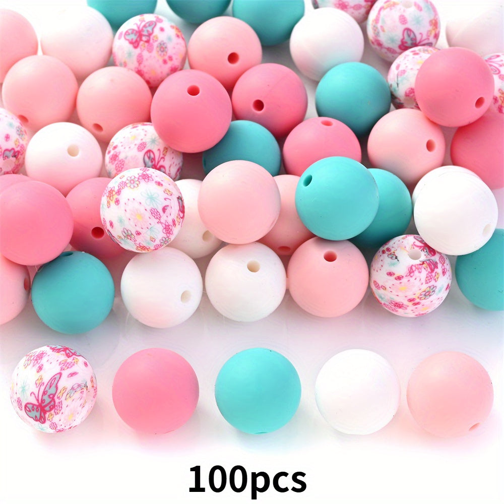 15mm Leopard Butterfly Sunflower Silicone Print Focal Beads