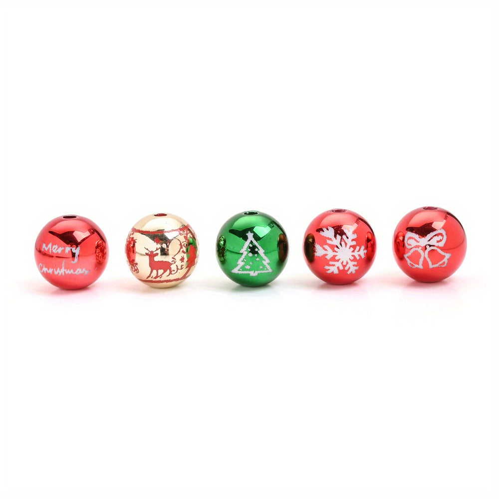 16mm Christmas Snowflake Print Acrylic Beads