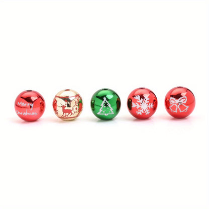 16mm Christmas Snowflake Print Acrylic Beads
