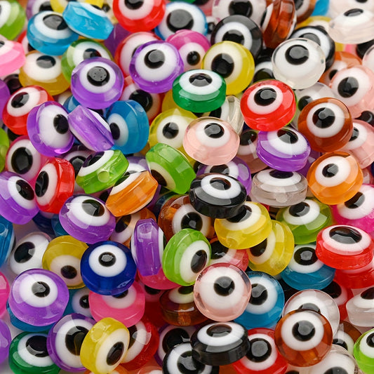 50pcs 8mm Colorful Resin Glass Pattern Round Beads