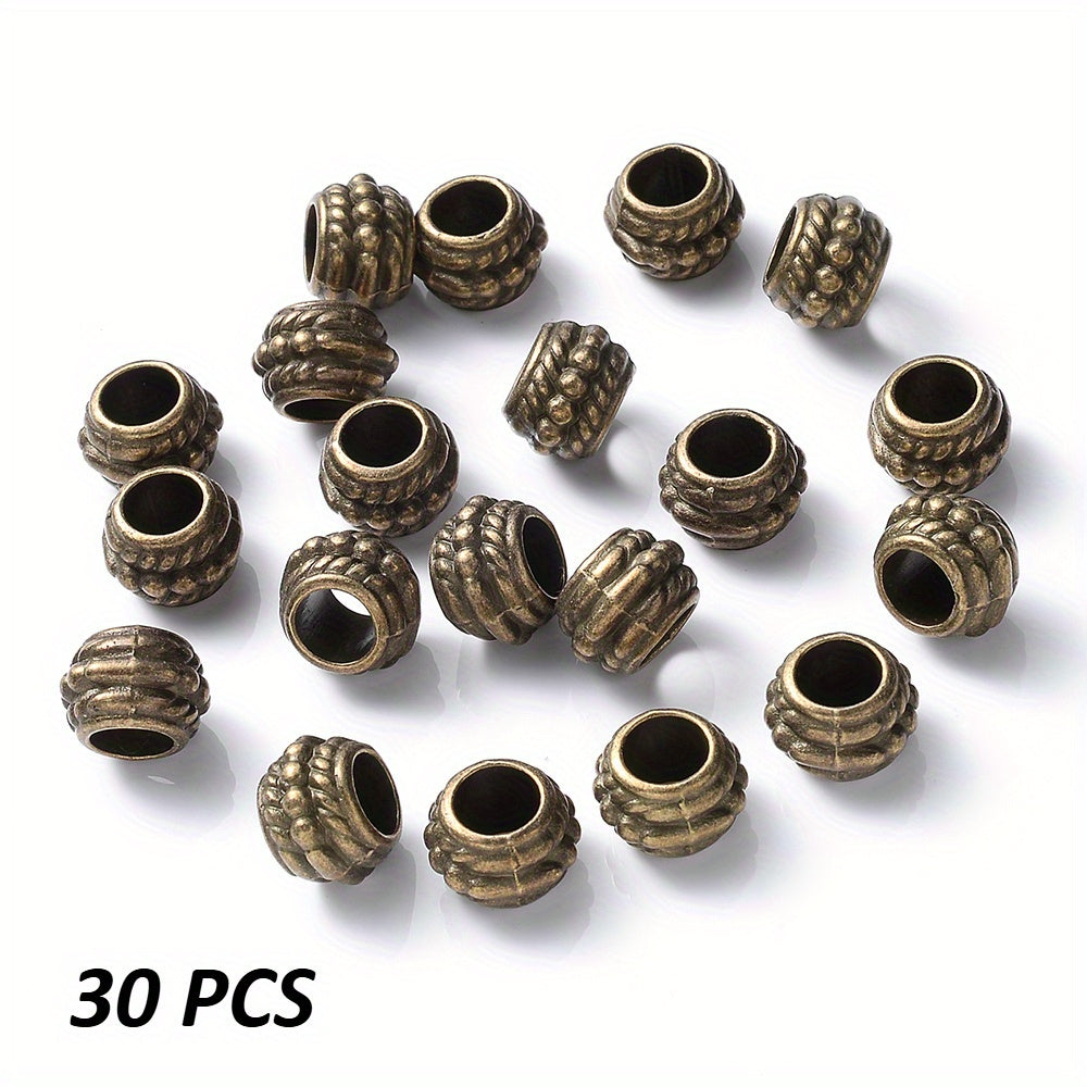 15x9mm Big Hole Print Acrylic Flat Round Spacer Beads