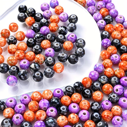 Halloween Round Wood Spacer Beads with Cord