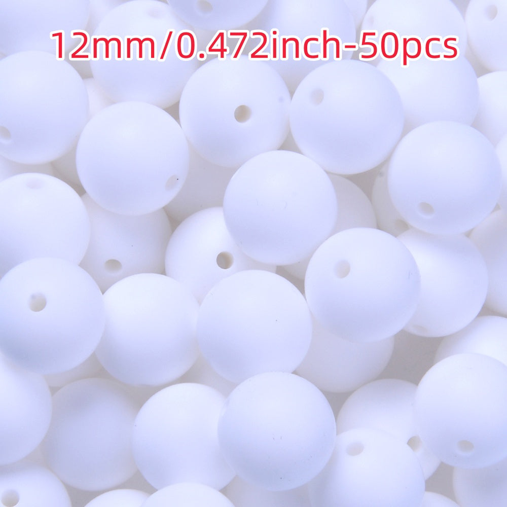 50pcs 12/15mm Rainbow Silicone Round Focal Beads
