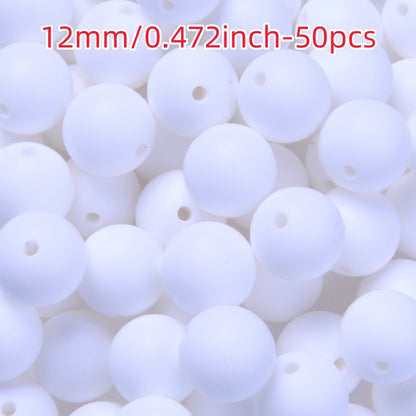 50pcs 12/15mm Rainbow Silicone Round Focal Beads