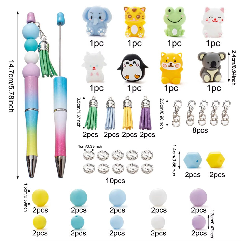 Mix Style Silicone Beads Set with Beading Pens