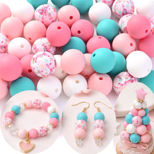 100pcs 15mm Mix Color Silicone Round Spacer Beads