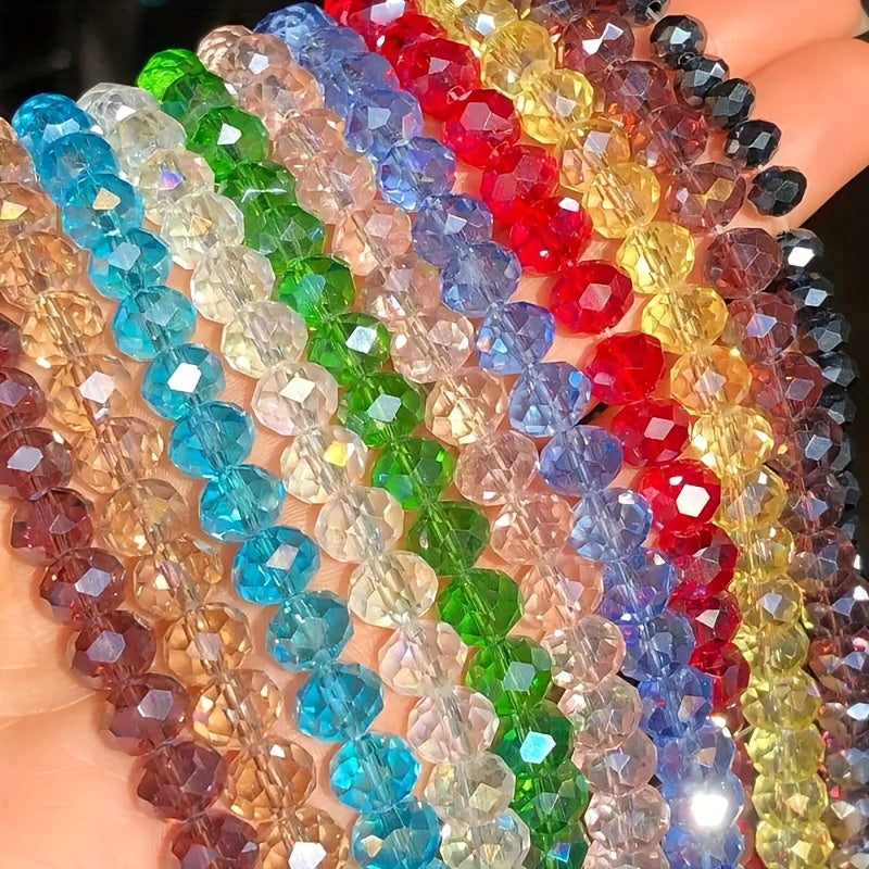 Multicolor Faceted Crystal Glass Rondelle Spacer Beads