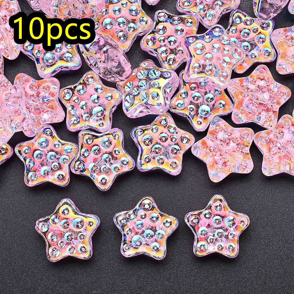 10pcs 18mm Vibrant Star Glass Beads
