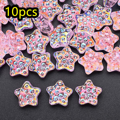 10pcs 18mm Vibrant Star Glass Beads