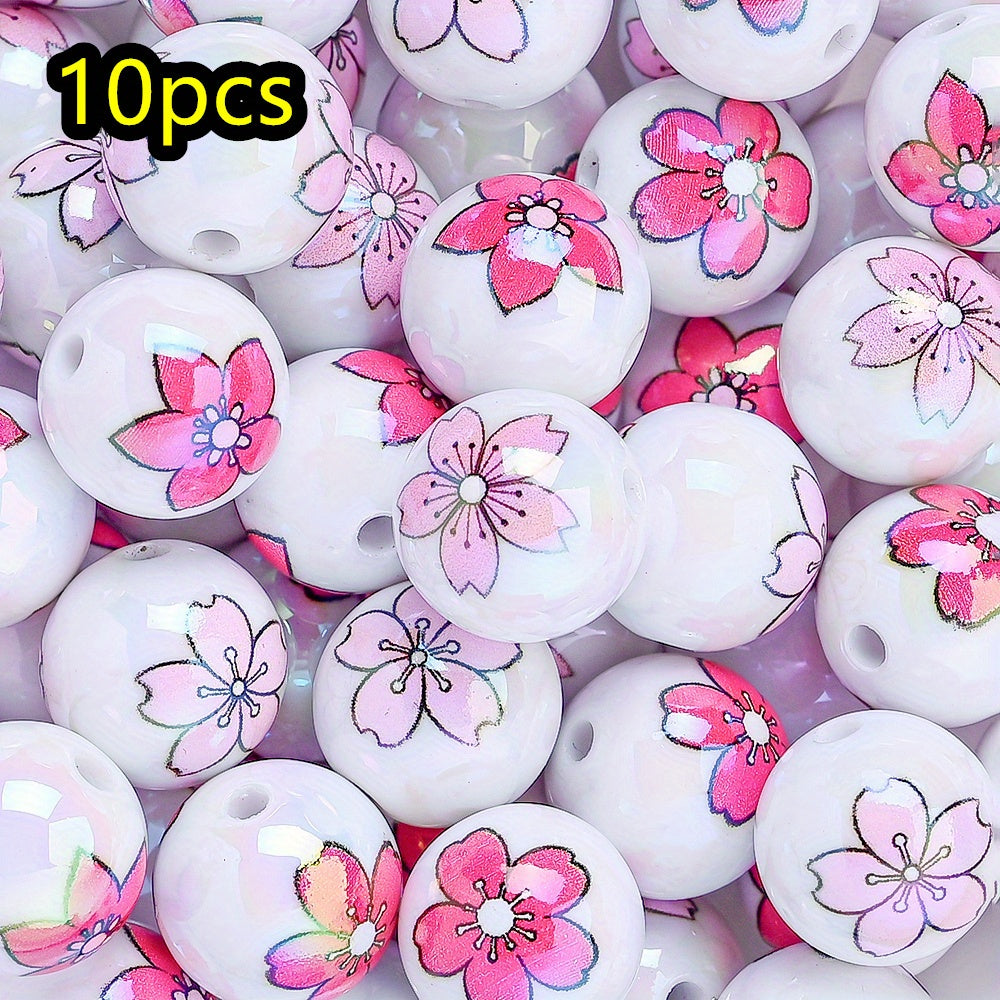 10pcs 16mm Pink Tulip Flower Acrylic Beads