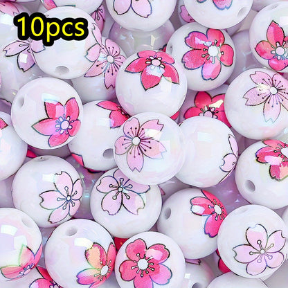 10pcs 16mm Pink Tulip Flower Acrylic Beads