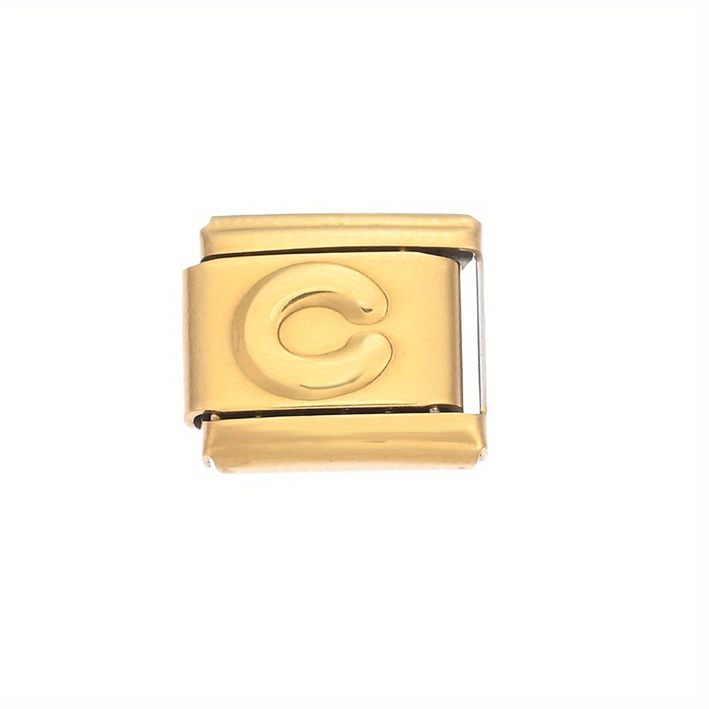 1pc 9x10mm Golden Stainless Steel Letter Bead