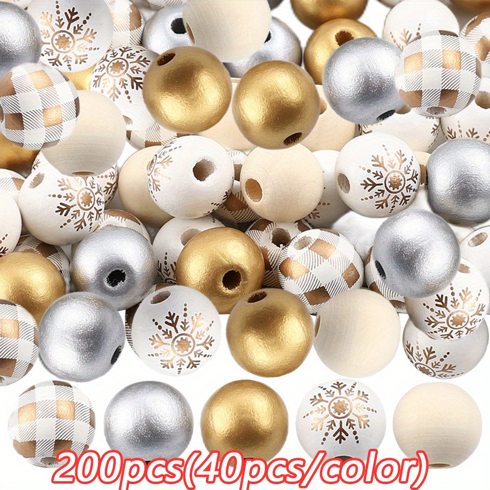 Christmas Wooden Pattern Spacer Beads