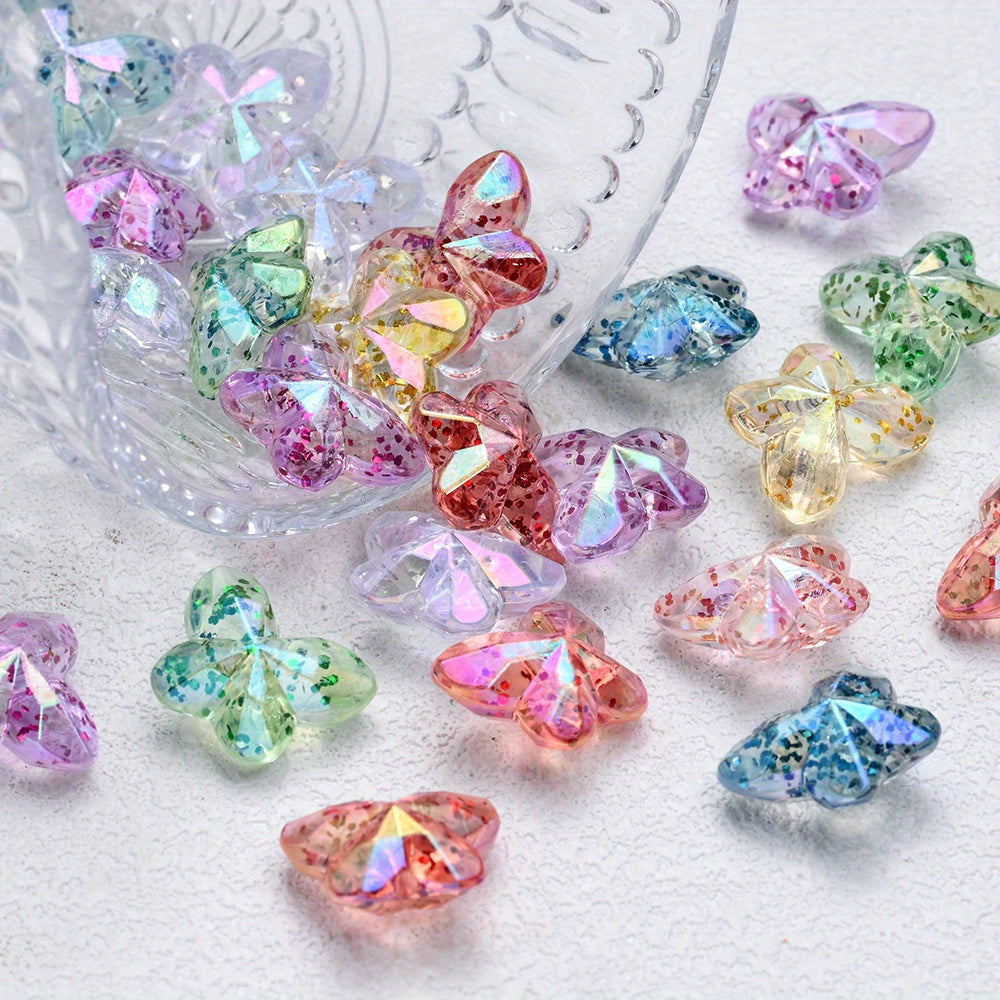9x14mm AB Glitter Geometric Heart Star Flower Acrylic Beads