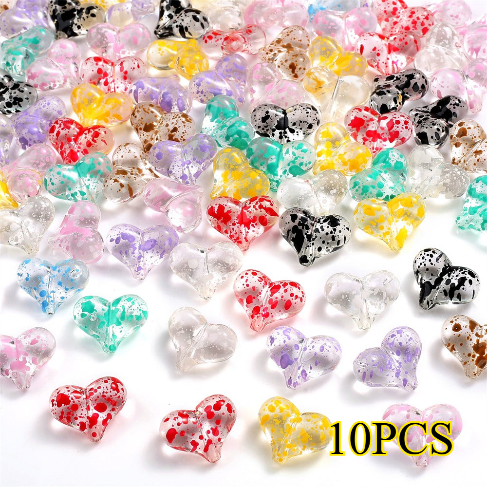 10pcs 17x21mm Starry Sky Heart Acrylic Beads
