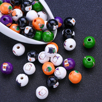 Halloween Wooden Pattern Beads