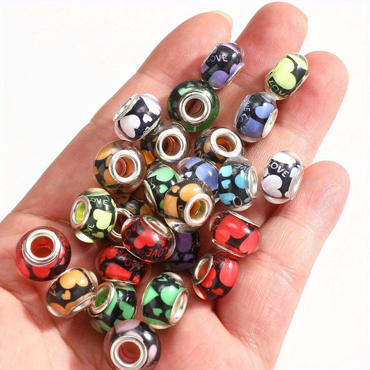 20pcs 8x14mm Acrylic Heart Spacer Beads