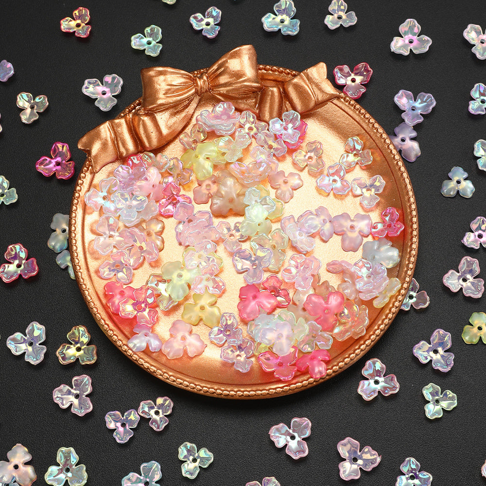 UV Pearlescent Flower Acrylic Beads