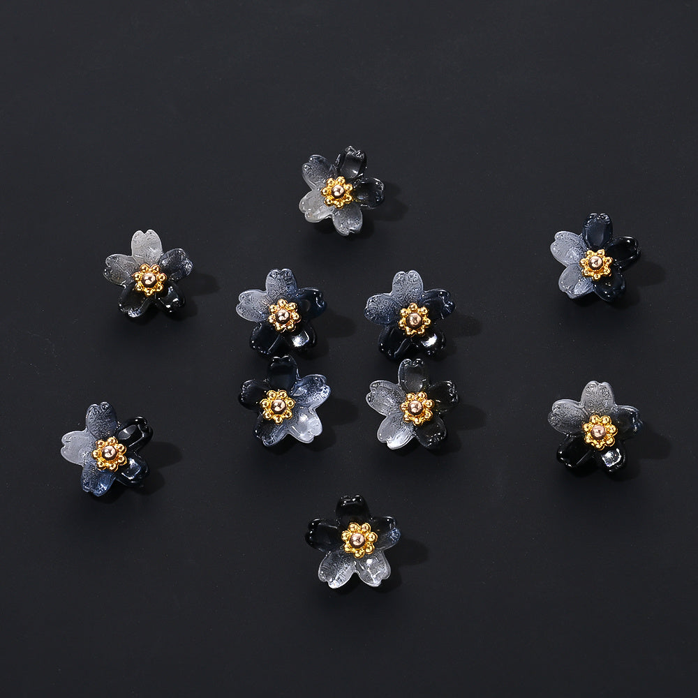 20pcs 10mm Colorful Gradient Glass Flower Beads