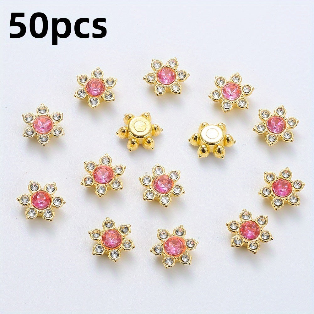 Six Petal Flower Rhinestone Acrylic Beads