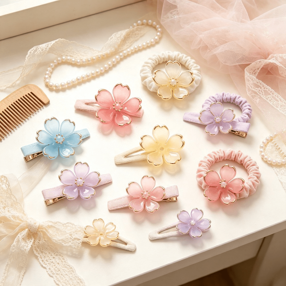 201pcs/set Acrylic Gold Border Flower Beads