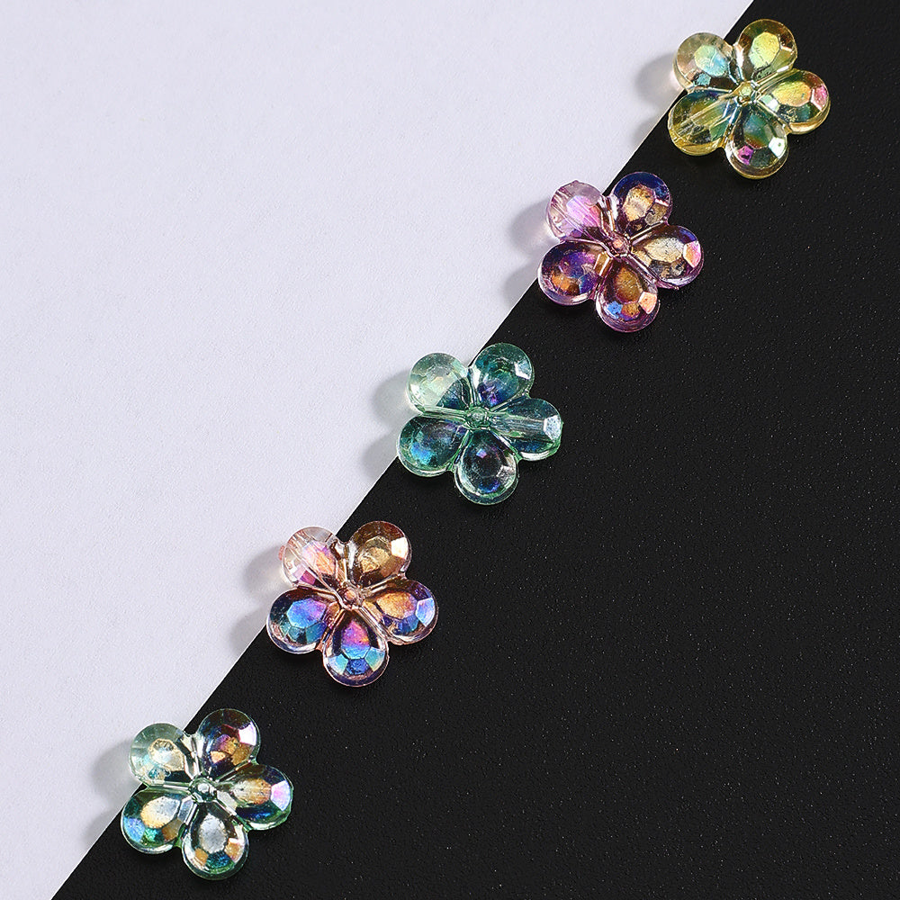 AB Mixed Color Transparent Acrylic Flower Beads
