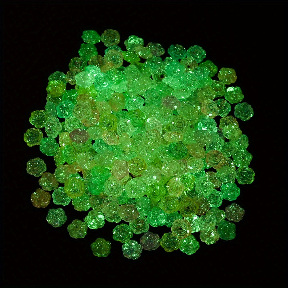 8mm Glow-in-the-Dark Acrylic Rose Flower Beads