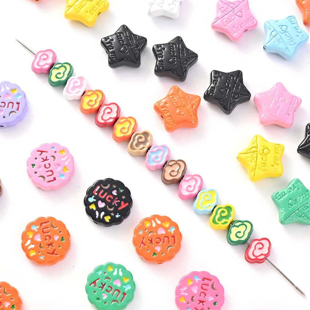 5pcs Mixed Color Alloy Cloud Star Biscuit Beads