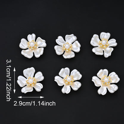 White Acrylic Flower Flatback Beads